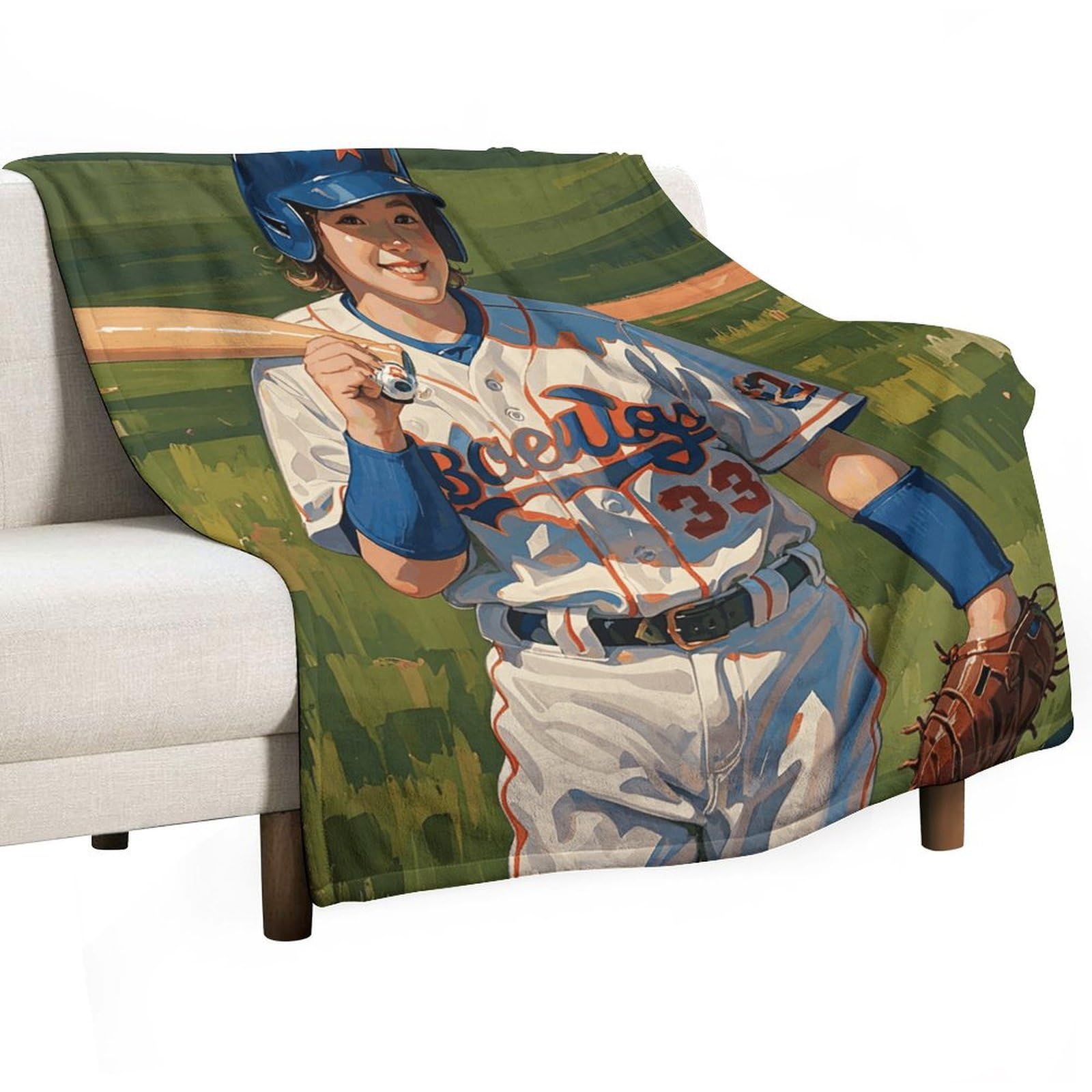 Couverture flanelle baseball plaid lit canapé voyage doux léger 177x203cm