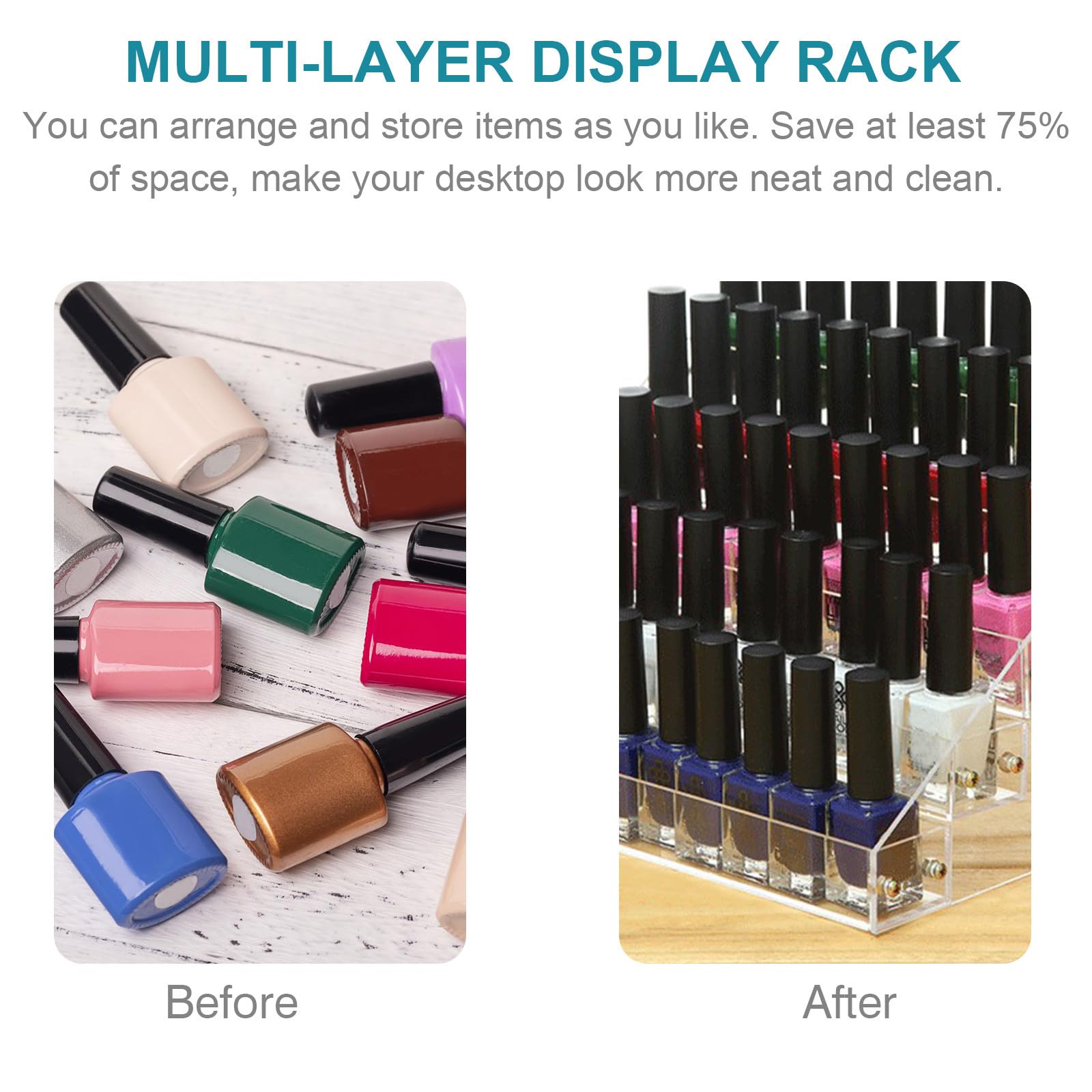 DOITOOL Organizer per Smalti per Unghie in Acrilico Trasparente a Livelli, Supporto Semplice e Moderno per Cosmetici da Tavolo in Camera da Letto