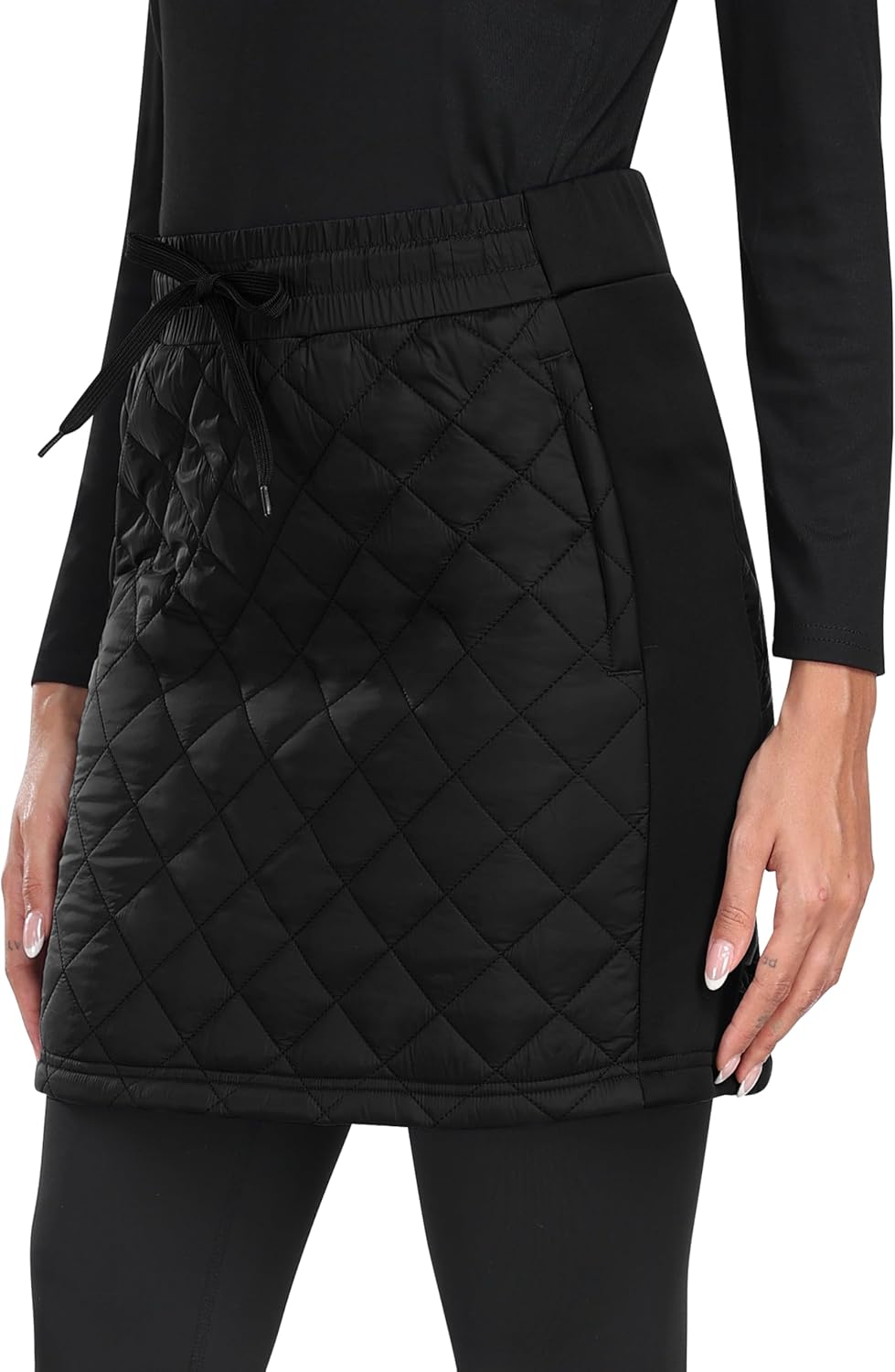MoFiz Women's Quilted Puffer Skirt Insulated Warm Winter Skirt with Full Zipper Snow Skirts for Hiking Running Golf Outdoor