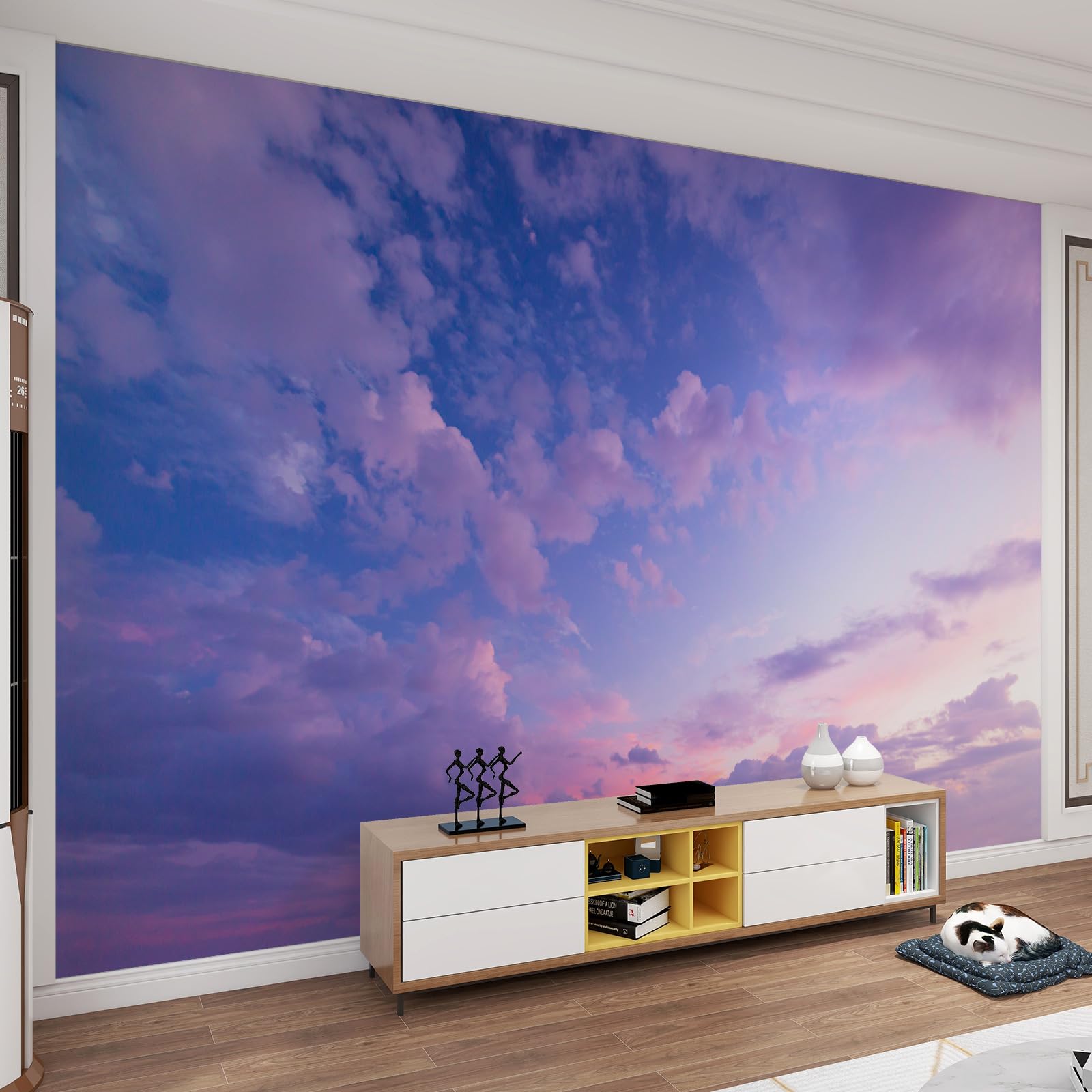 QDJKBL Colorful Sky Clouds Wall Murals Purple Cloud Mural Wallpaper Girls Bedroom Customizable Murals for Bathroom Kitchen Central Decoration Not Easy to Damage - 365 x 254 cm
