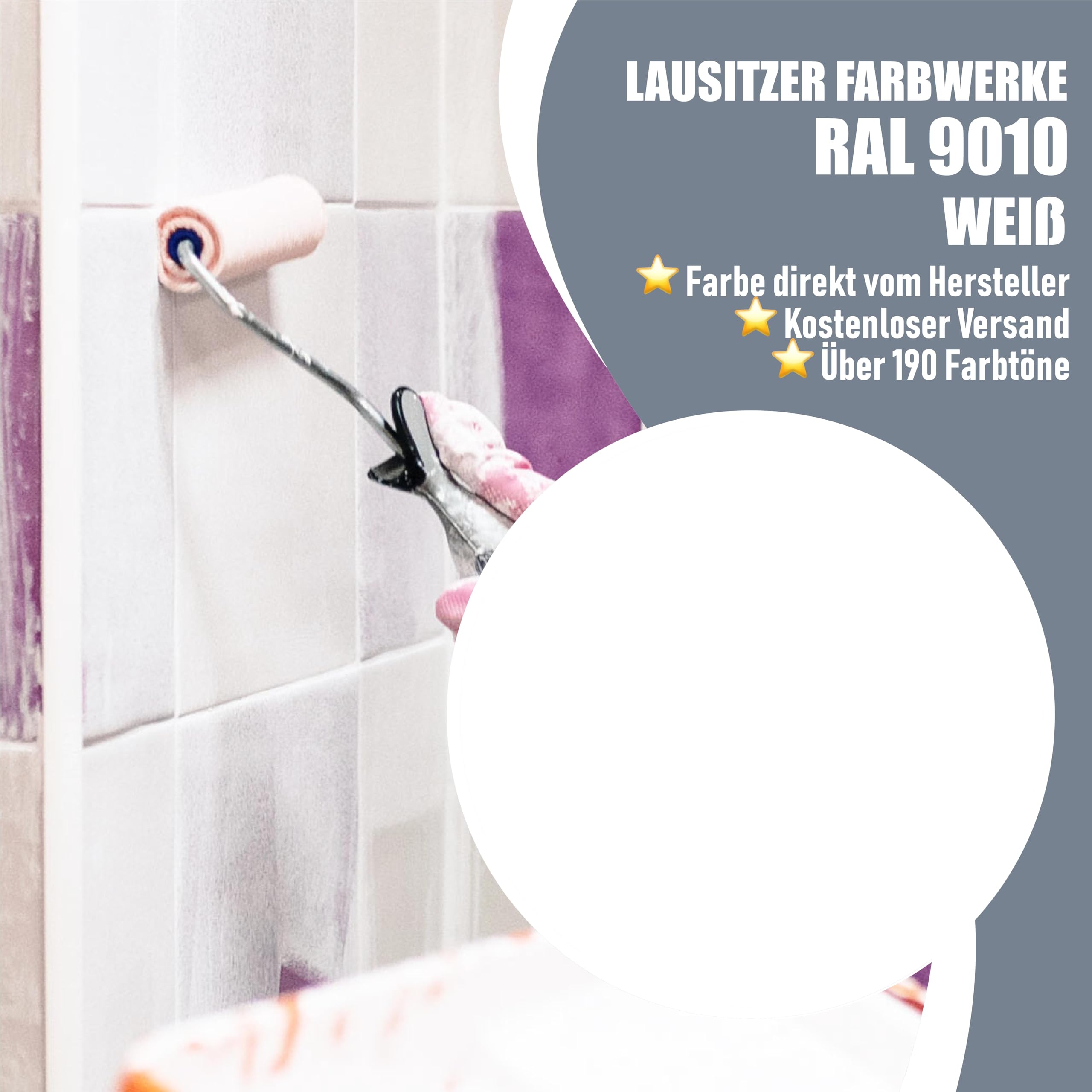 Lausitzer Farbwerke Fliesenlack 2in1 GLÄNZEND Weiß RAL 9010 Weiß Grundierung+Lack für Innen & Außen Decklack - besonders robust & schnelltrocknend (1 L)