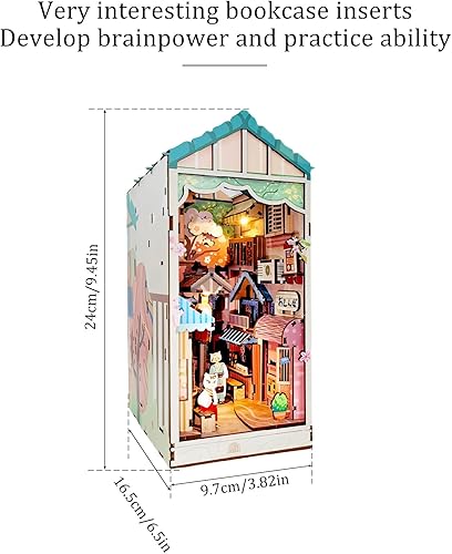 Miniatura 3 de Kit de bricolaje para rincón de libros, mini kit de casa de muñecas para decoración de estantería con luz LED, para cumpleaños, creativo, educativo,