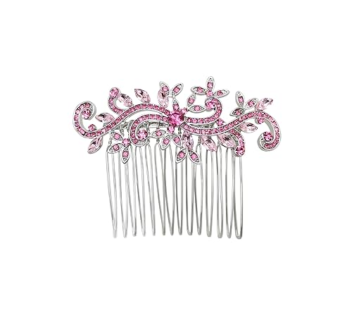 Miniatura 10 de Faship Magnífico peine de pelo floral con diamantes de imitación de Agua,Negro / Tono plateado,Azul,Borgoña,Esmeralda/Sólidos,Verde/tono dorado,Azul