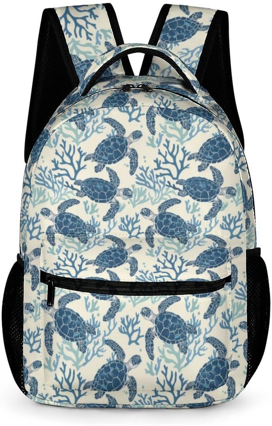 Sea Turtle Backpack for Kids Girls Boys School, 16 Inches Cute Sea Turtle Theme Bookbag, Adjustable, Lightweight, Large Capacity, Colorful