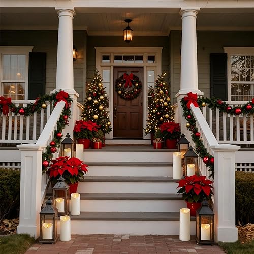 Miniatura 2 de Homemory Velas sin llama impermeables para exteriores de 4 x 12 pulgadas con temporizadores y control remoto, velas que funcionan con pilas, velas