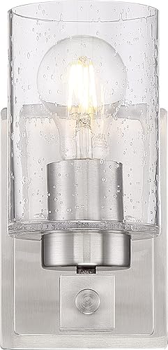 Miniatura 7 de Nuvo 606964 - Acabado de madera de níquel cepillado y nuez moscada con vidrio transparente sembrado, 4 luces