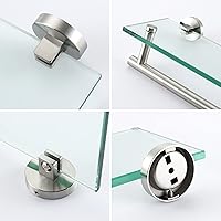 Vista 7 de KES Estantes de vidrio para baño, estante de baño flotante de vidrio de 16 pulgadas con barra, paquete de 2 unidades de montaje en pared SUS 304