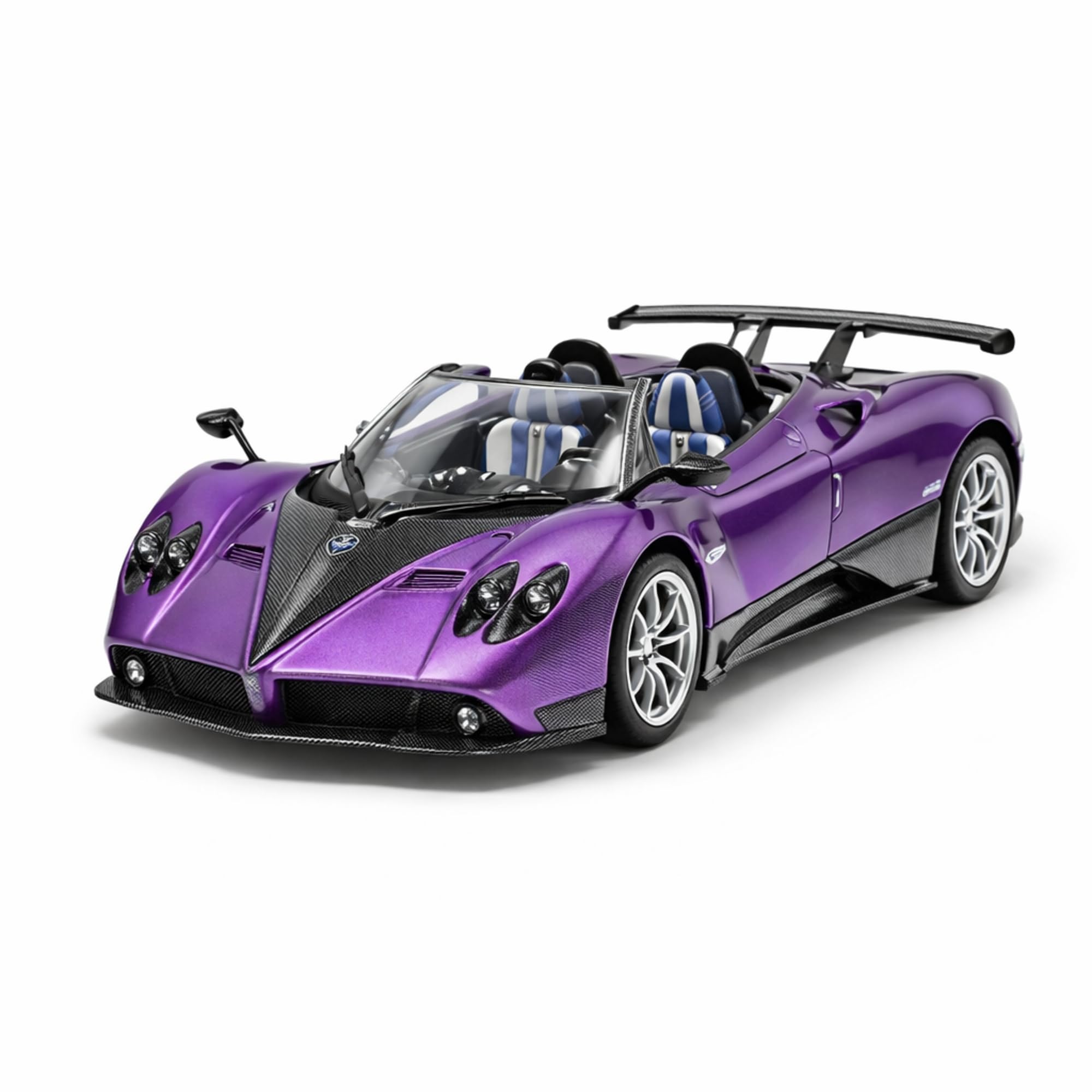 Pagani Zonda Roadster 1:24 Scale Die-Cast Car Model Purple — Open-Top Butterfly Doors Pull-Back Alloy Italian Handcrafted Hypercar Collectible Toy-picture-10