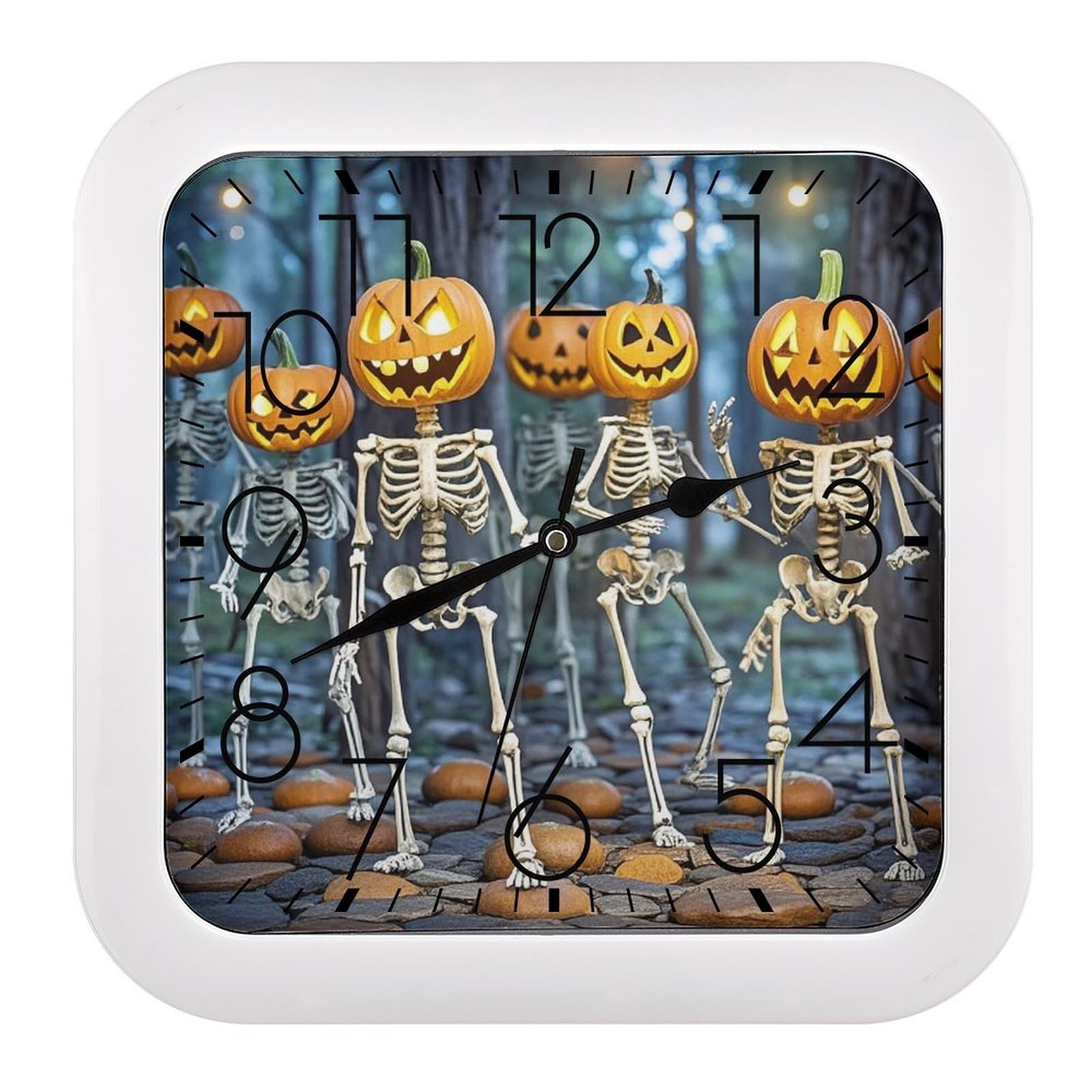 LZQPOEAS Pumpkin Skeleton Dancing Wall Clock Fashionable Versatile Silent Wall Clock Simple Elegant Non Ticking Analog Clocks Easy to Install Square Modern Clocks for Home Decoration