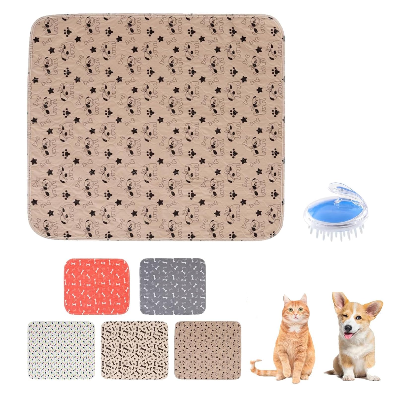 Puppy Pad with Pheromones, Washable PuppyPad Pee Pads for Dogs, Reusable Leak & Odor Proof, Non-Slip Base with 4-Layer Protection (brown, M(70*80cm))