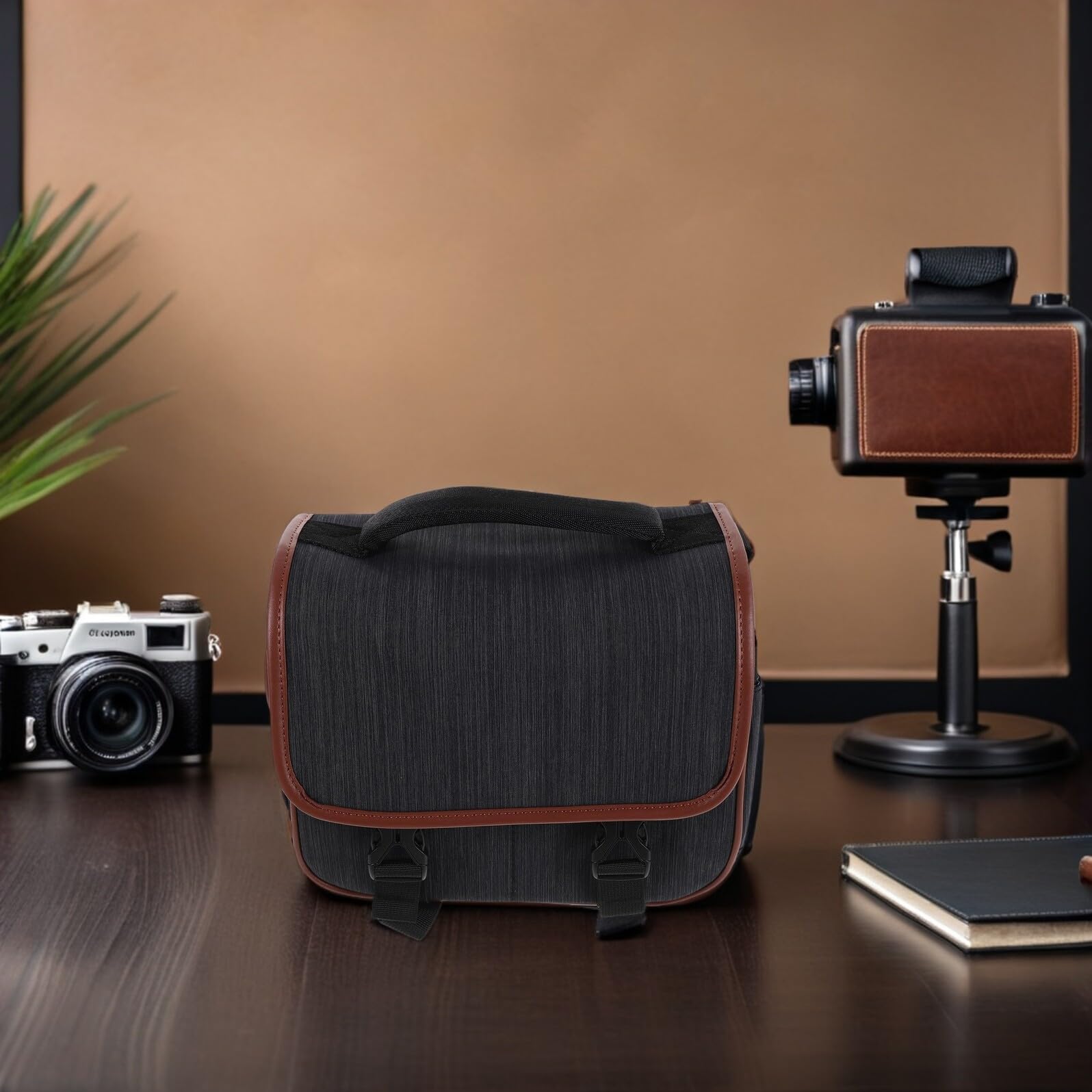 Mikinona Borsa Tracolla per Fotocamera Digitale Reflex e Mirrorless Custodia Protettiva in Nylon Resistente per Trasporto Accessori con Tasche Interne e Divisori per Organizzare