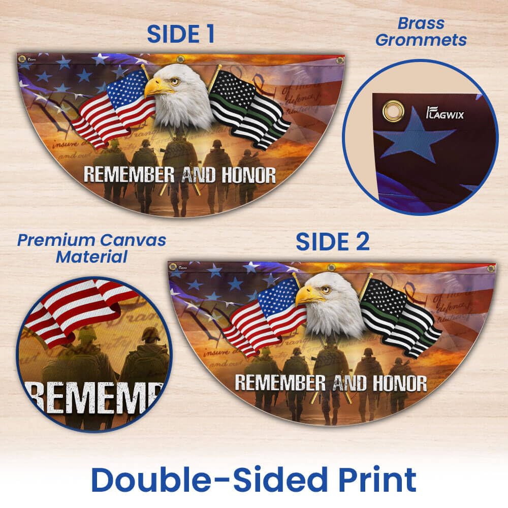 American Flag Thank You Veterans, American Eagle Memorial Day Veteran Non-Pleated Fan Flag TPT1802FL, 1.5x3 ft, 2 Pack Suitable for Outdoor and Indoor