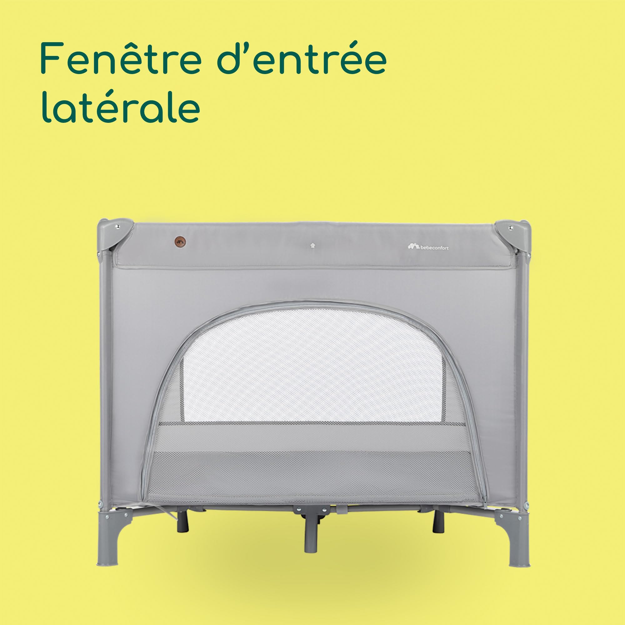 Bebeconfort Adonis, lit parapluie et parc bébé 2-en-1, 0-3 ans (15 kg), lit bébé pliable compact, fenêtre d’entrée latérale, grand matelas rembourré, facile à plier, design stable, Mineral Grey