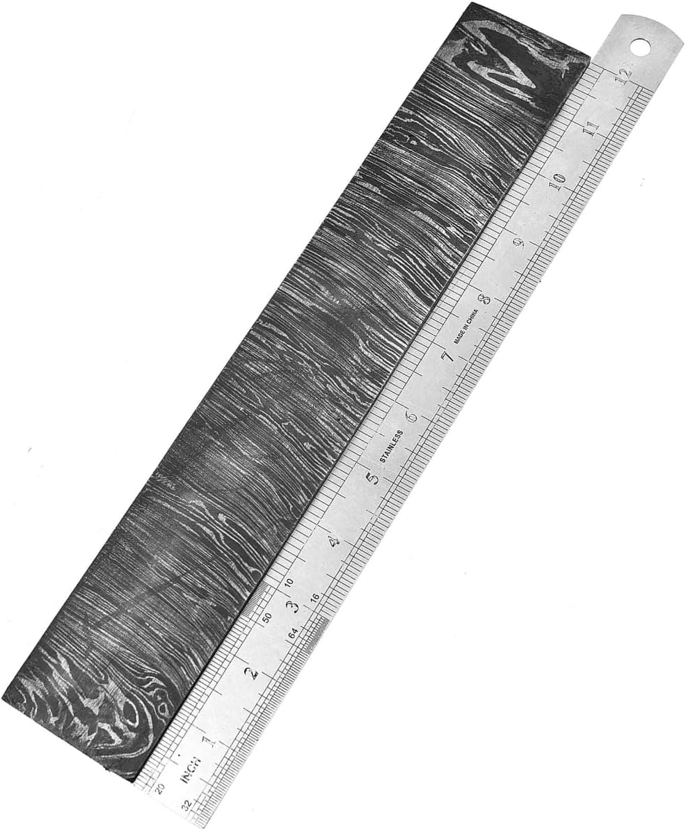SS SMART & SHARP SPORTS INC. 12 inch Custom Hand Forged Damascus Steel Billet Bar Leader Pattern Knife (Black)