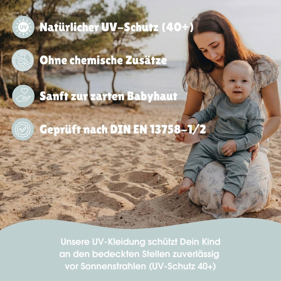 emma & noah UV-Oberteil Langarm für Babys & Kleinkinder, UPF 40+, geprüft nach DIN EN 13758, ohne Chemie, aus Bio-Baumwolle & Bambus-Viskose