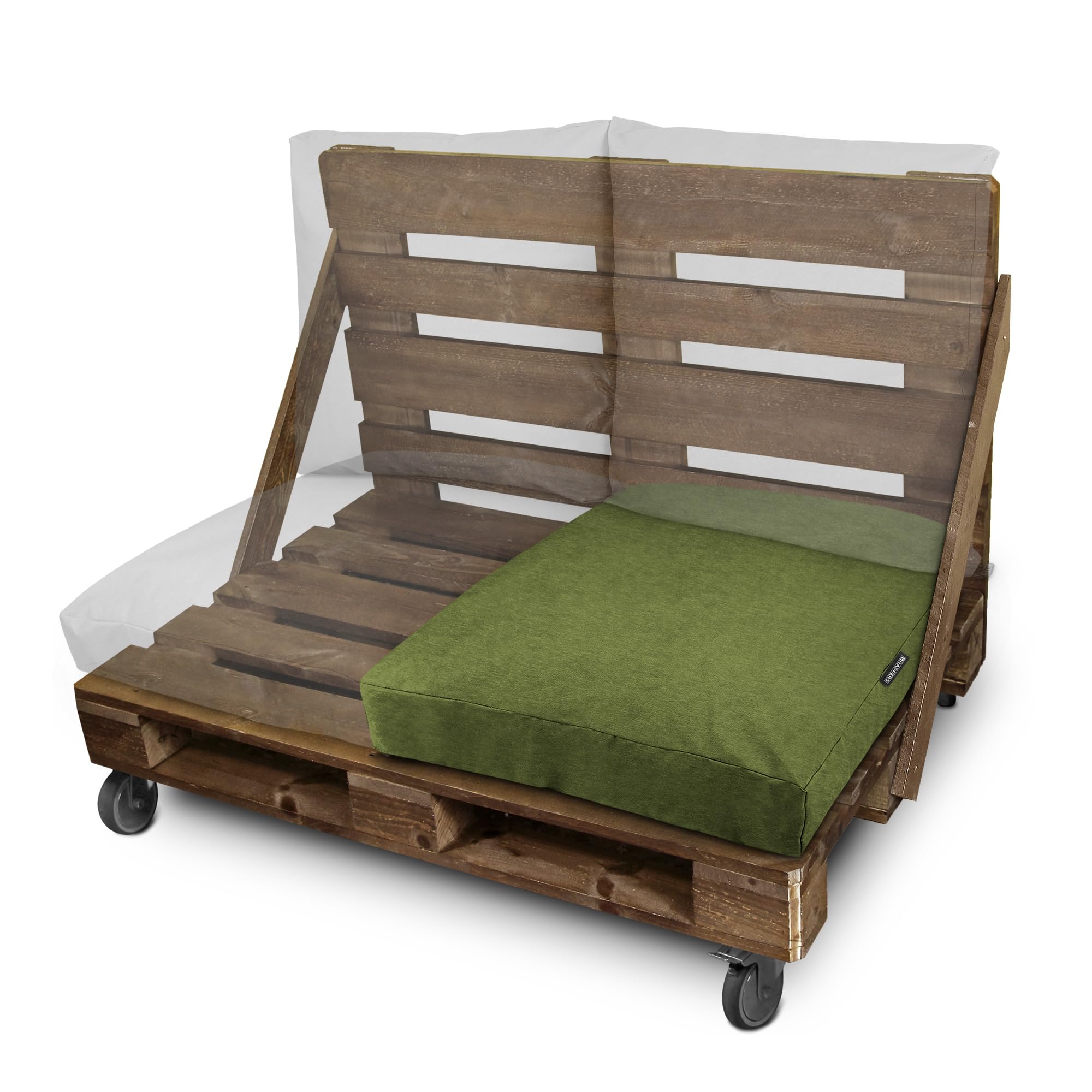 HAPPERS Cojín de Suelo Naylim Mate Impermeable Multiusos para Exterior, Banco y Palets - Comodidad y Versatilidad en un sólo Cojín Verde 60x80