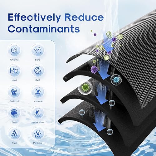 Vista 3 de ICEPURE Filtro de agua activado con cáscara de coco mejorado de 1 micrón, de 10 x 2.5 pulgadas, repuesto para WFPFC8002, SCWH-5, WHCF-WHWC, FXWTC