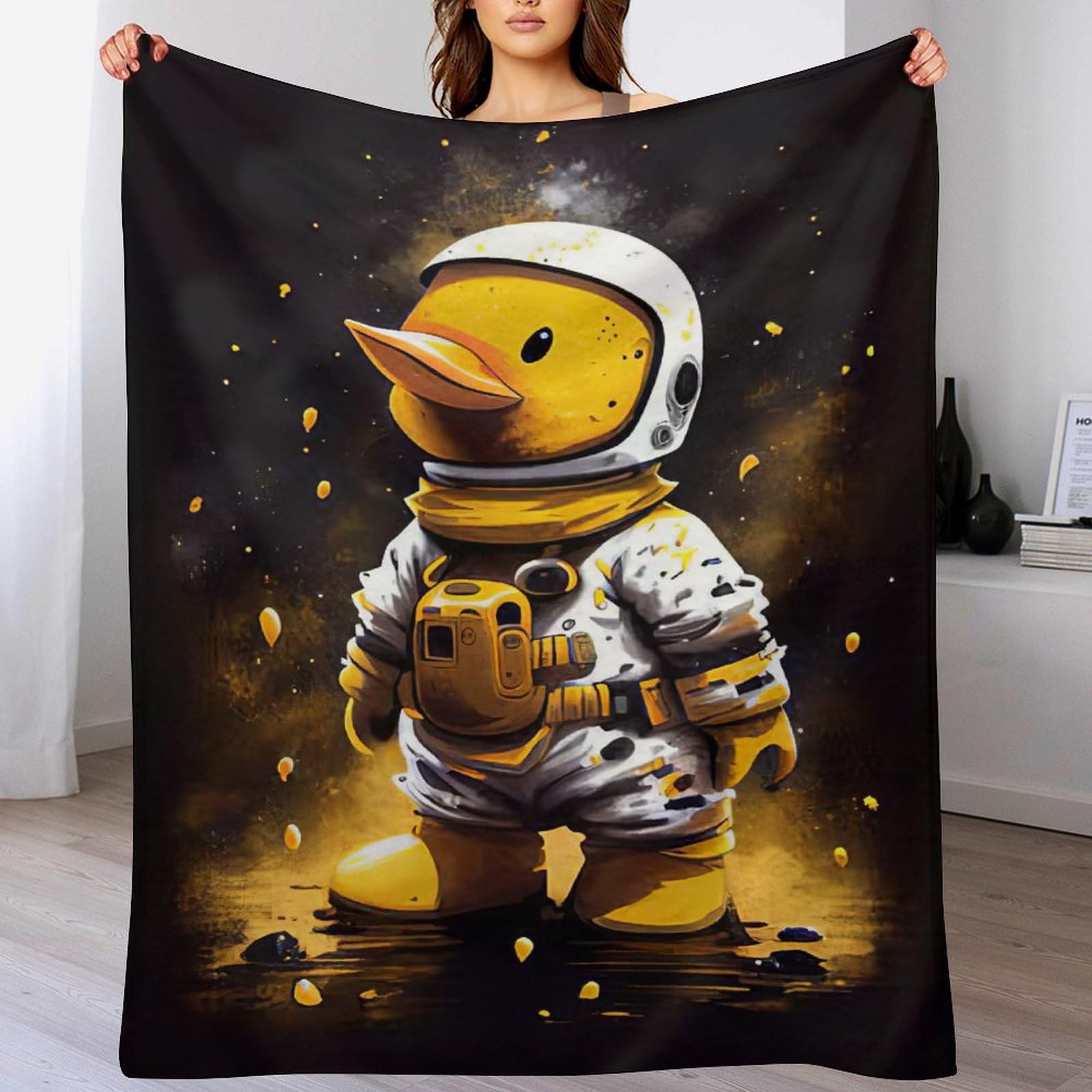Manta de franela Duck Astronaut mullida y cálida de forro polar para cama