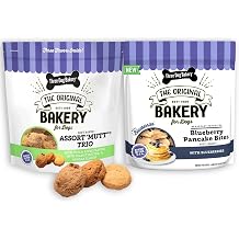 Three Dog Bakery Assort Mutt Trio & Blueberry Pancake Bites, Premium Dog Training & Puppy Treats