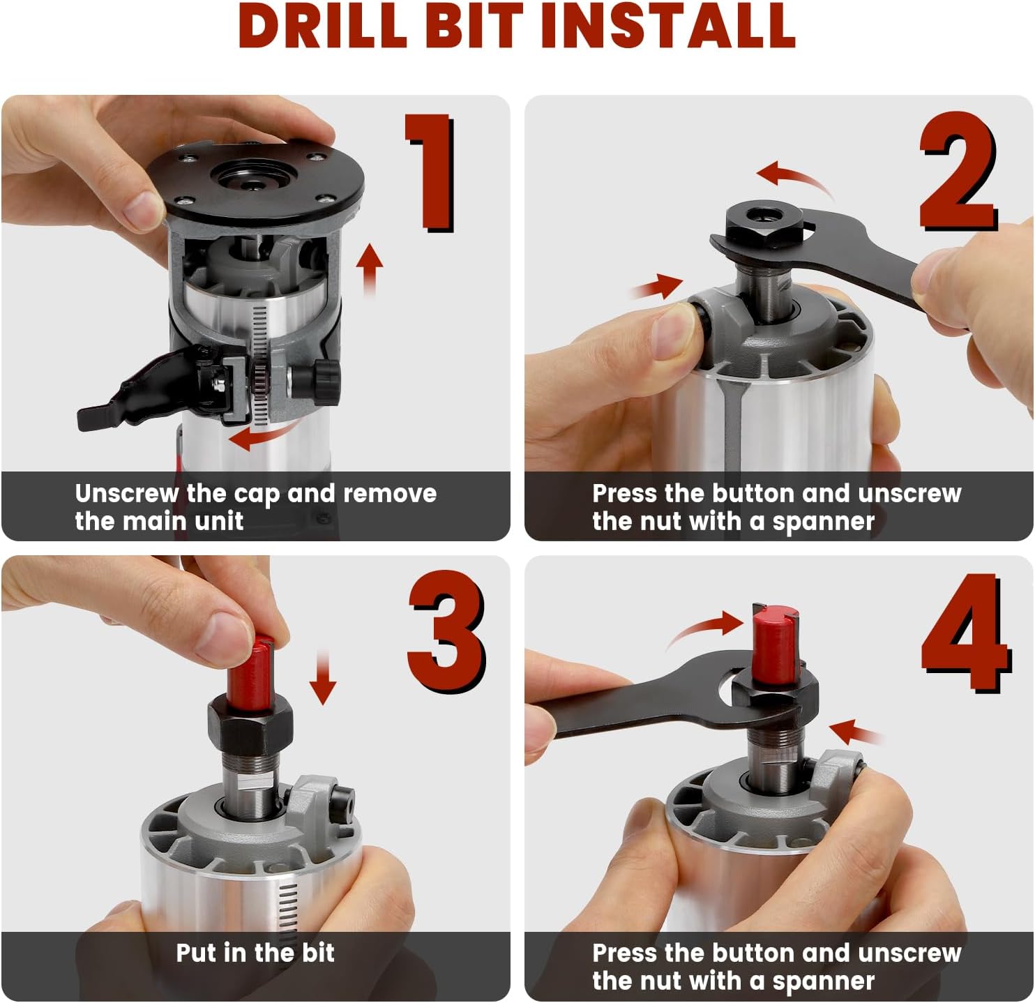 Wood Router with Milwaukee M18 Battery,Router Too for 800W 30000 RPM，5 Variable Speeds Fixed Base Cordless Router,15PCS 1/4" Router Bits【Battery Not Included】