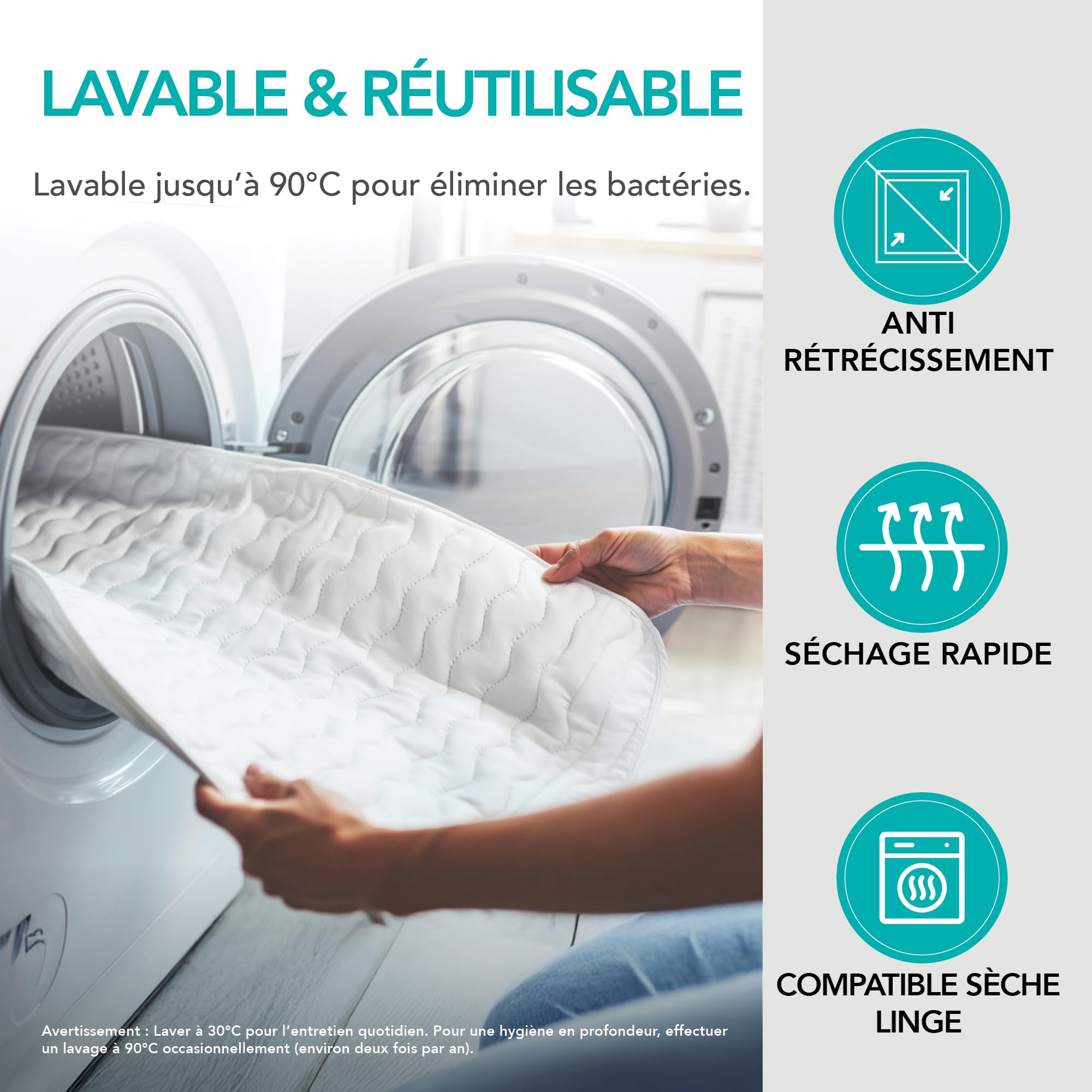 Ôhm 2X Alèse Lavable Incontinence 90x160 cm – Protège Matelas Imperméable Haute Absorption pour Fuites Urinaires, Protection Lit Nuit & Quotidien Adulte, Oeko-TEX