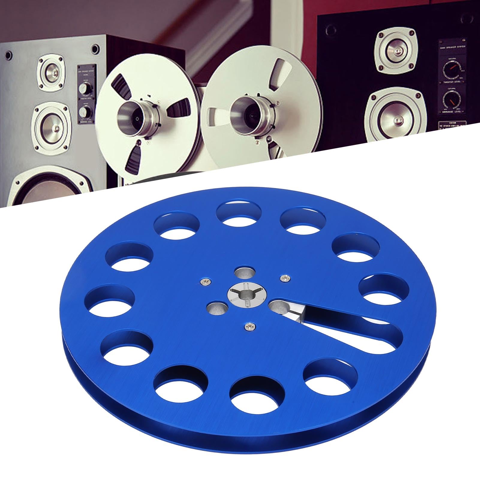 Aufnahmebandspule, 1/4 7 Zoll Leere Bandspule, Aufwickelspule, Tonband-Aufwickelspule, Universelle 11-Loch-Aluminiumlegierungs-Offene Spule für (Blau)