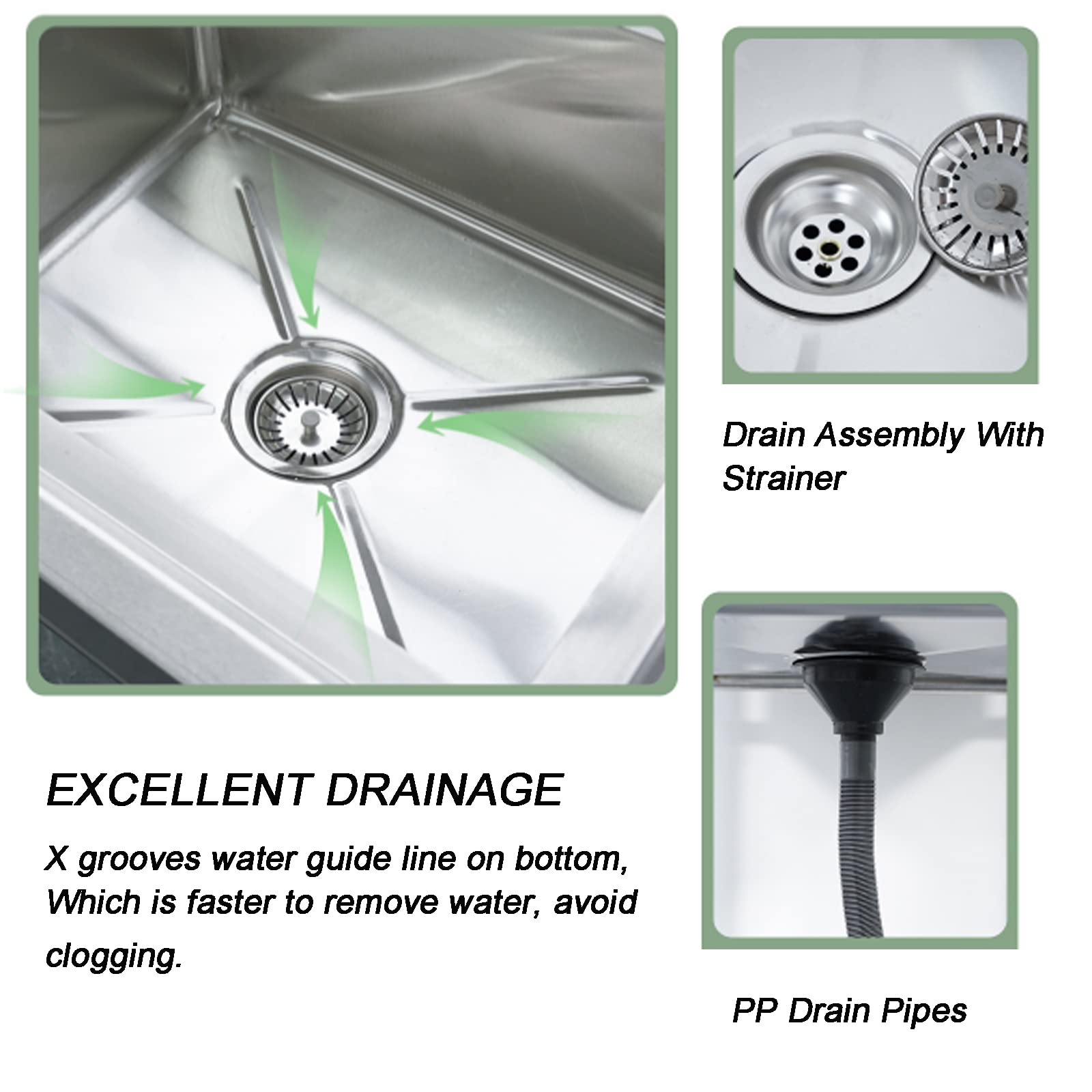 Lavello da Cucina da parete in acciaio INOX, lavello Commerciale per Ristorante con Rubinetto, Lavabo di Utilità per Bagno Agriturismo(100X40cm/39.3X15.7in)