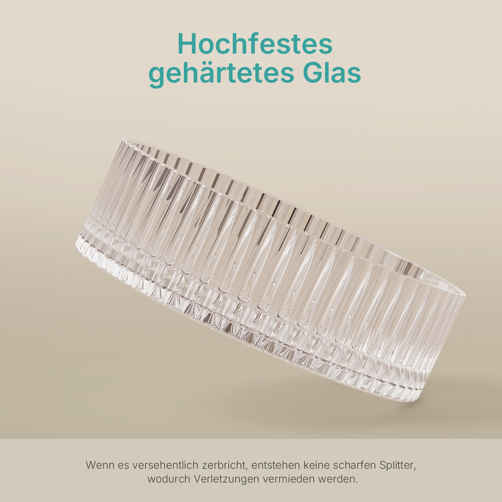 EMKE Glas Aufsatzwaschbecken Rund 40,0 × 40,0 × 12,0 cm – Design Glas Waschbecken Großvolumen für Badezimmer & Gäste-WC, Waschtisch Handwaschbecken Ohne Hahnloch, Regenbogen