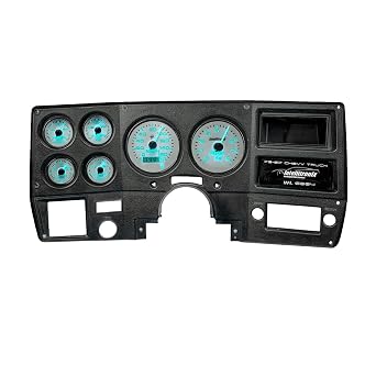 Analog Gauge Cluster Replacement for 1973-1987 Chevy Truck White Face, LED Backlight, GPS Speedometer, Water & Oil Pressure Senders Included WL6004-S9020 Teal