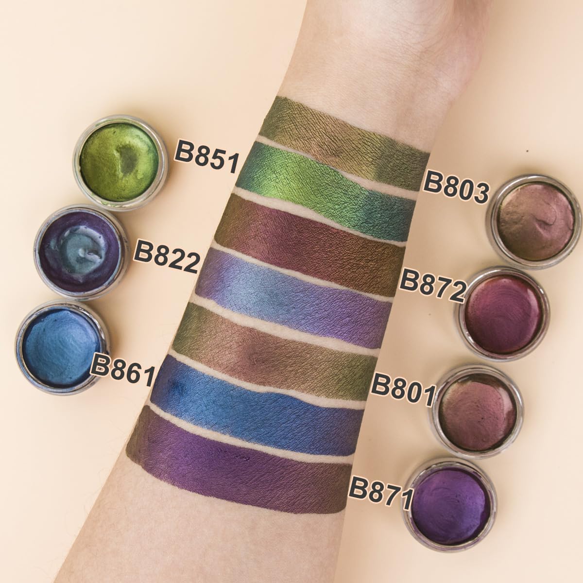 Bowitzki Duochrome Eyeliner Shimmer Gradient Color Retro Liner Makeup Water Activated Eye Liner (Mermaid)