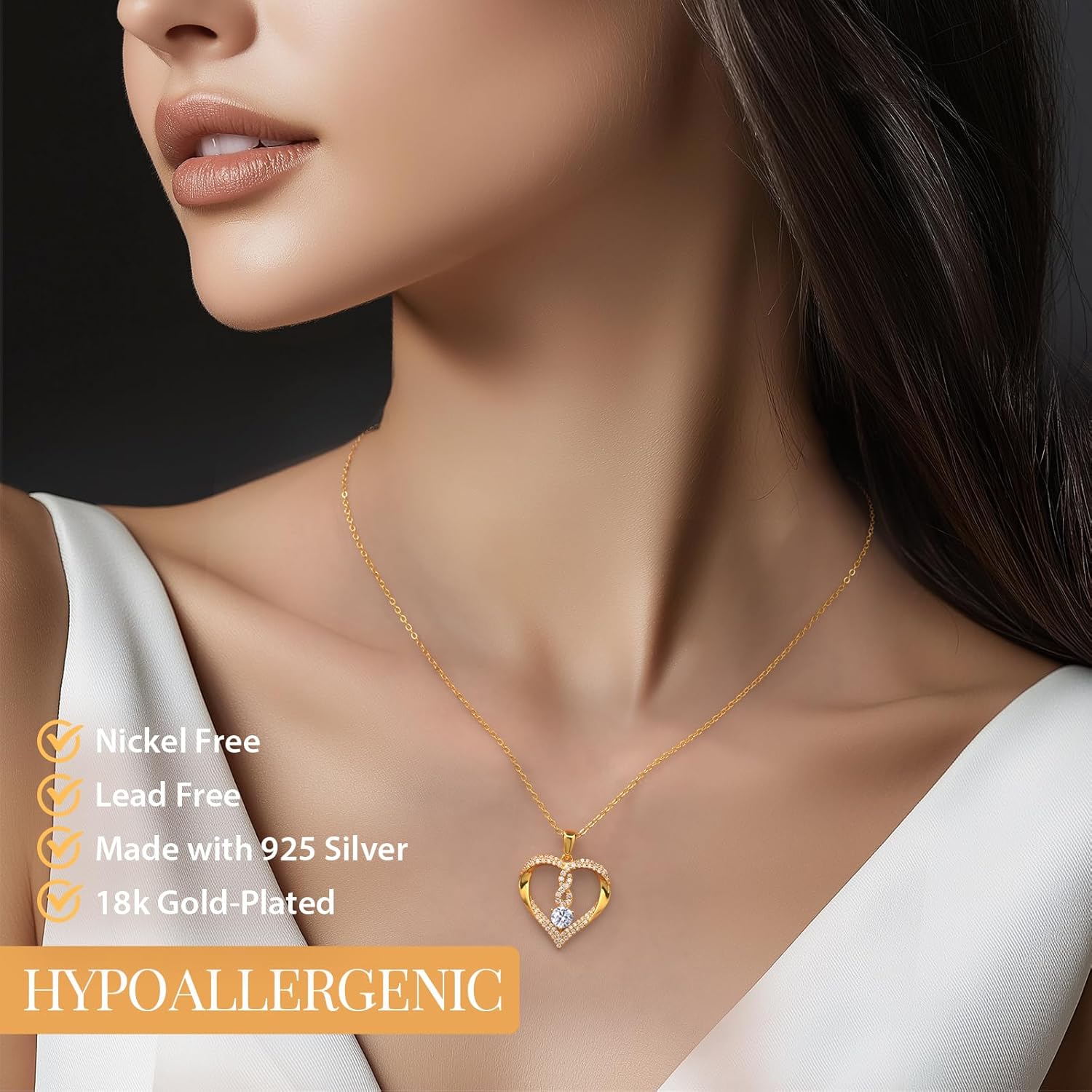 LOUISA SECRET Infinity Heart Birthstone Necklaces for Women, 925 Sterling Silver Forever Love Pendant Jewelry for Her, Ideal Gift for Wife, Girlfriend, Mom on Birthday, Anniversary, Mother's Day Gift - Image 3