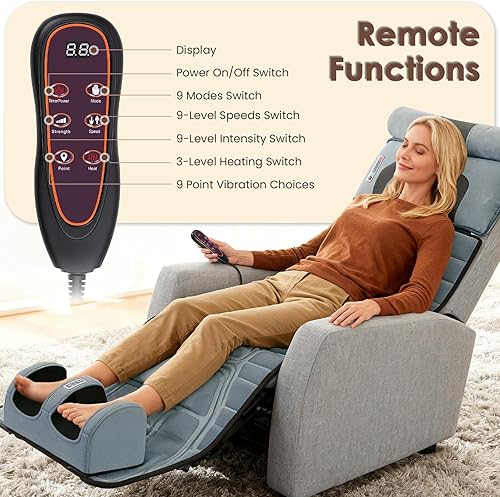 Miniatura 6 de KOCASO Flannel Full Body Massage Mat Multifunctional Massage Chair Pad with Heat Timer Shiatsu Neck Foot Massager Lumbar Pillow Carry Bag Earplugs