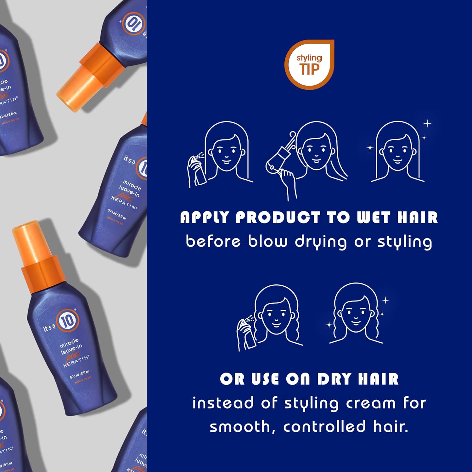 Its A 10 + Keratin Mir Le Size 2z Its A 10 + Miracle Leave-In Plus Keratin, 2 Fl. Oz (Pack of 3)