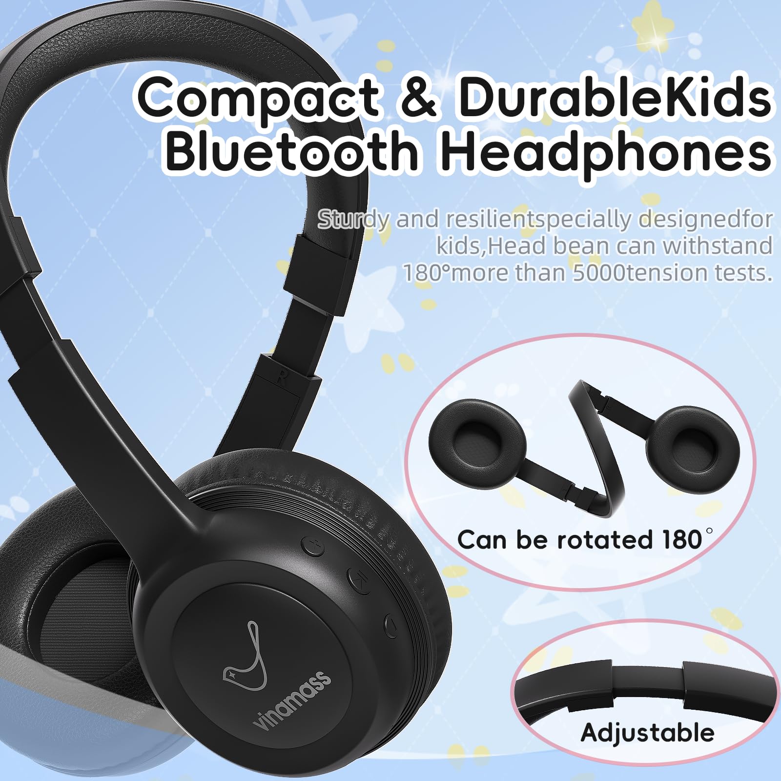 Auriculares Bluetooth para niños, auriculares inalámbricos para niños con limitador de volumen de 85 dB, auriculares inalámbricos para niños de 23 horas de reproducción, auriculares sobre la oreja