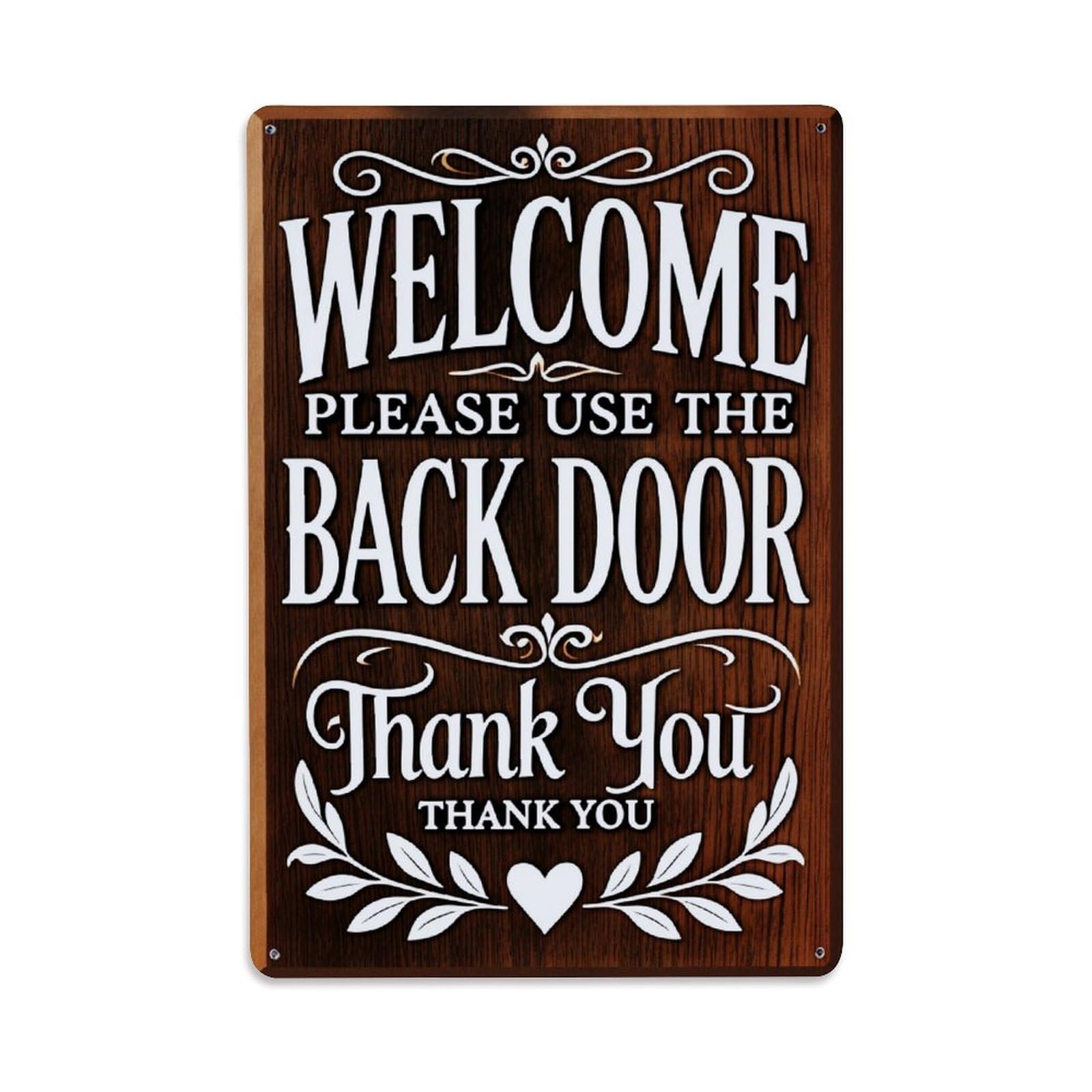 Welcome Please Use Back Door Thank You Tin Sign Metal Poster Vintage Metal Signs for Home Man Cave Bar Cafe Kitchen laundry room Wall Decorations Gift 8x12Inch