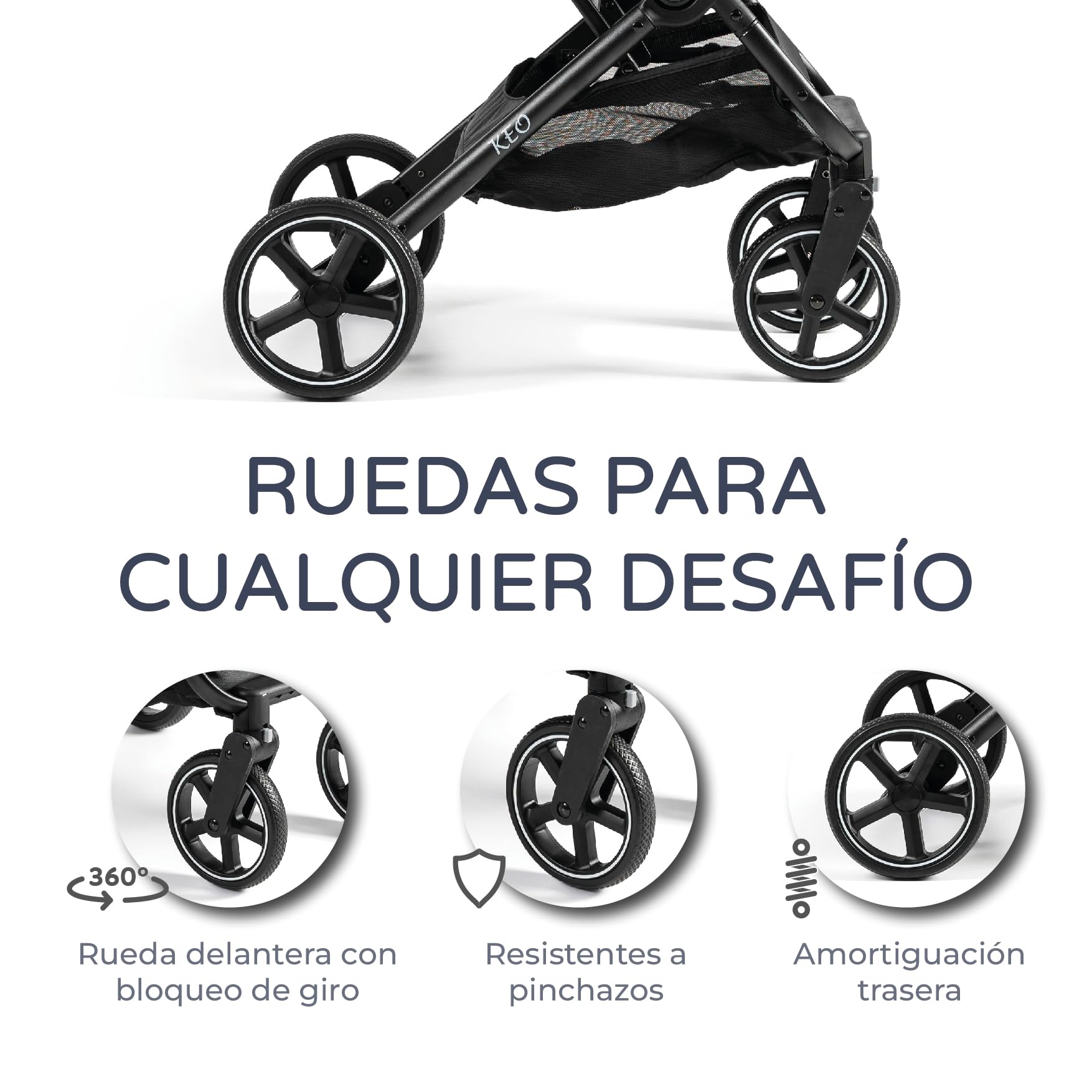 MS BabyWorld – Keo + Colchoneta – Silla de paseo ligera hasta 22 kg | Colchoneta reversible | Capota extensible | Plegado tipo libro | Ruedas grandes | Ultraligera y compacta