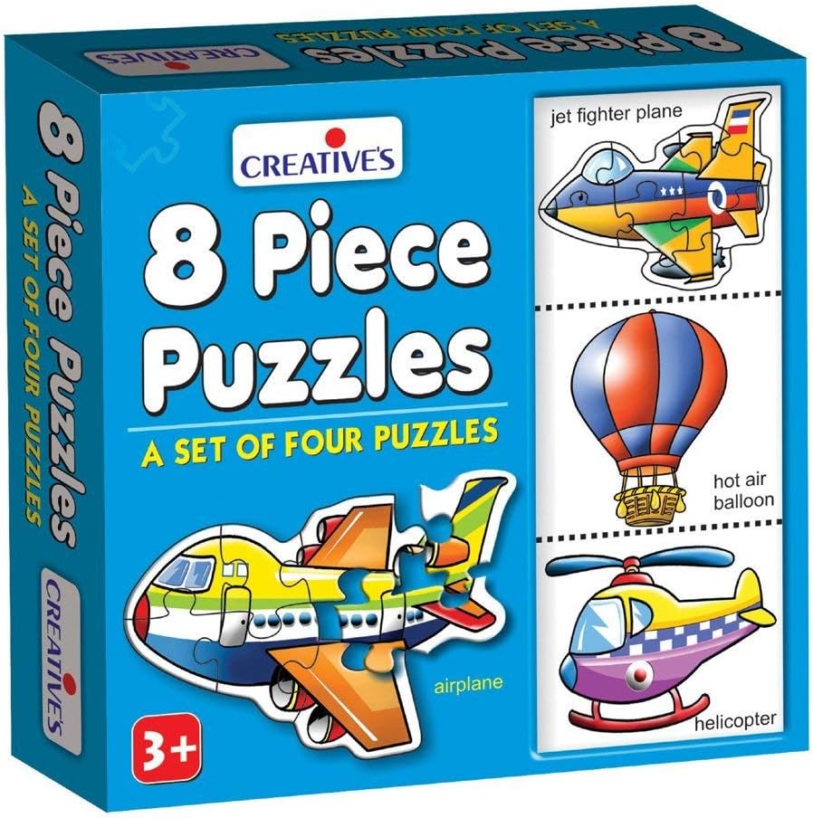 Creative's 8 Pieces Puzzle, Educational Jigsaw, Fun With Learning Toy Game, Air Transport Puzzles Gift for Birthday, Knowledge of Air Transport (Fighter Plane, Hot Air Balloon, Helicopter) Ages 3 & Up