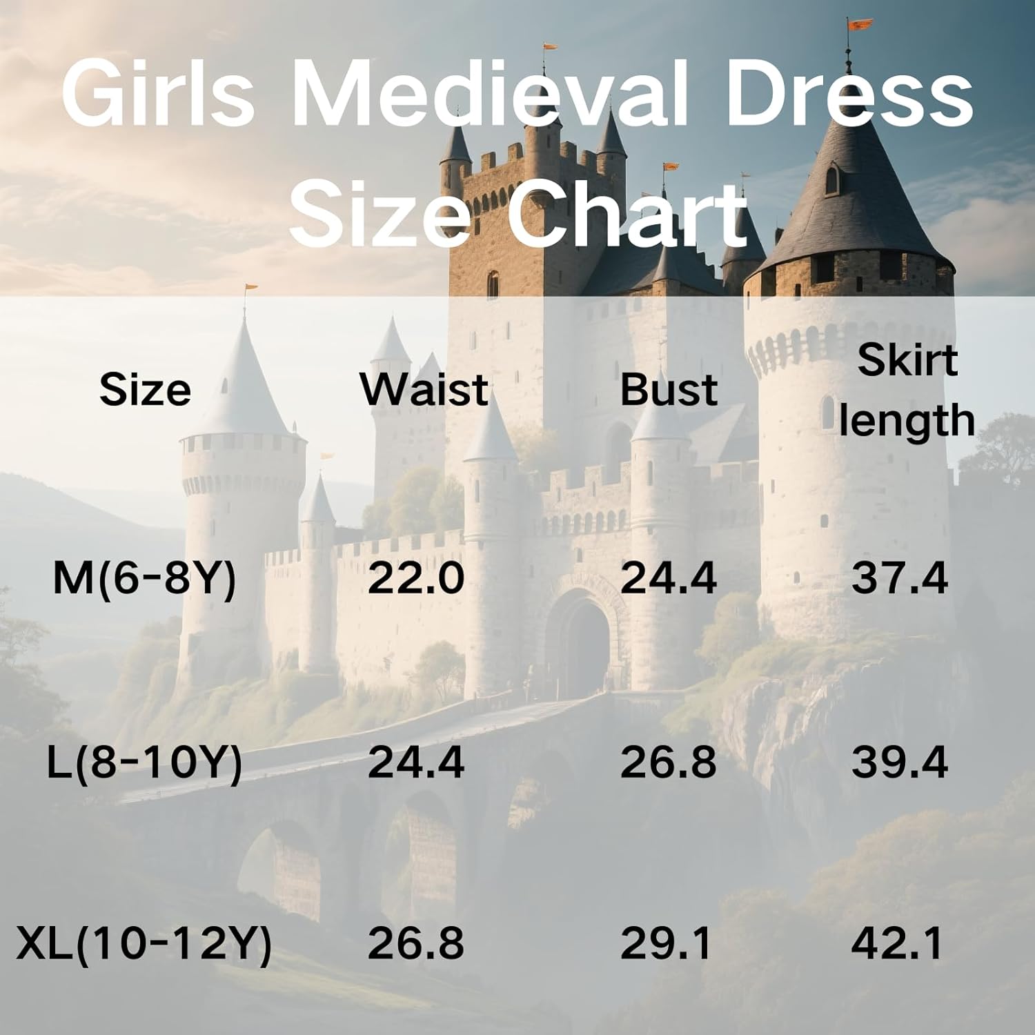 GRAJTCIN Girls Medieval Dress Renaissance Princess for Kids Halloween Outfit Costume 2 PCS - Image 2