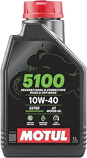 Motul 5100 4T 10W-40 Technosynthese Semi-Synthetic Engine Oil for Bikes API SL/SJ/SH/SG Advanced Engine Protection, Smooth Gear Shifting & Reliable Performance 1L