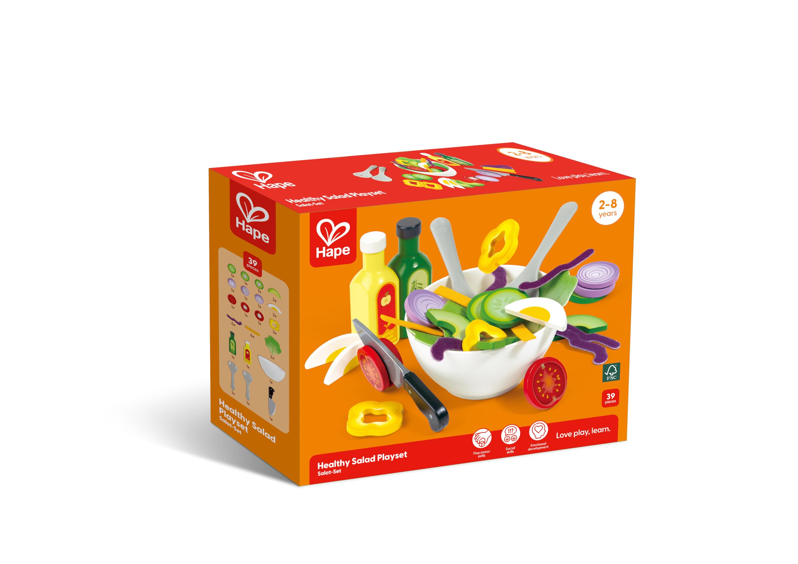 Hape Zestaw sałatek ogrodowych, imitacja drewna dla dzieci, składniki sałatkowe i akcesoria dla zdrowych nawyków żywieniowych 1174340