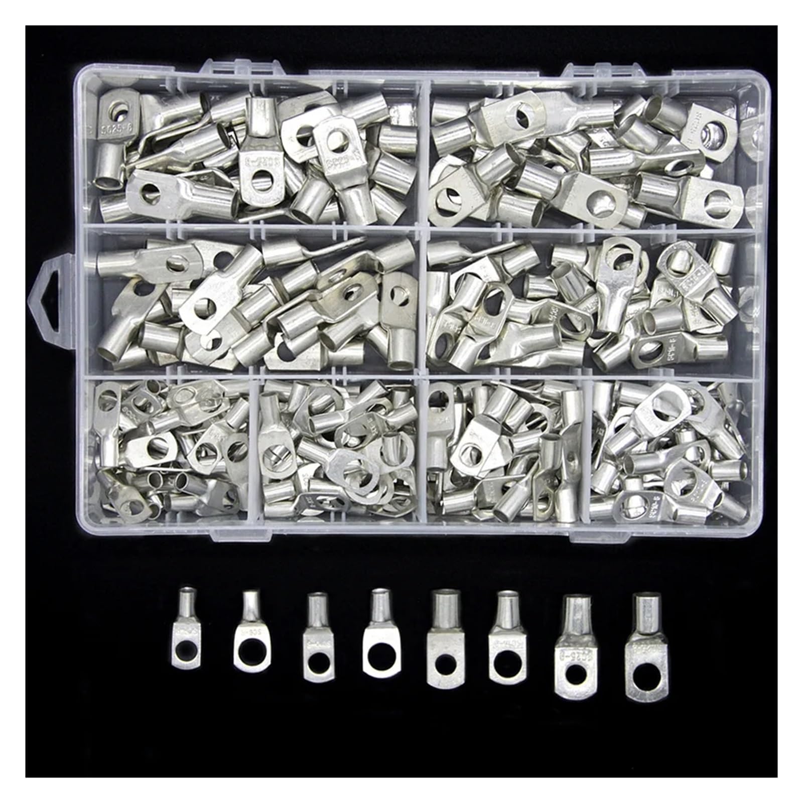 Bylsagwht One Color 240Pcs Assortment Copper Tube Wire Ring Crimp Terminals Lug Battery Welding Electrical Connectors Kit