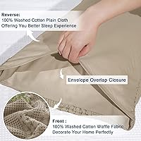 Vista 219 de PHF Fundas de almohada 100% algodón con tejido de gofre de 24 x 24 pulgadas, paquete de 2 fundas cuadradas para decoración elegante del hogar, sin