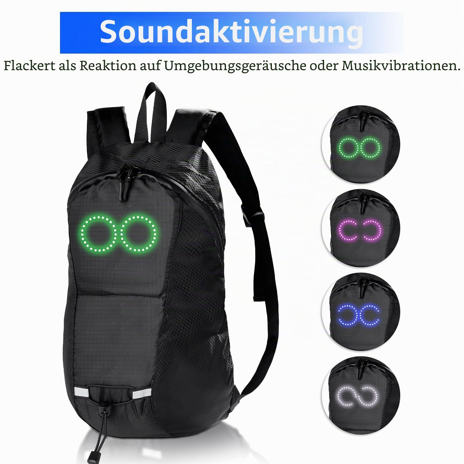 Lixada LED Rucksack mit Blinkfunktion, 15L Laptop Rucksäcke LED Backpack für Fahrrad, E-Scooter, College-Schule-Computertasche Umhängetasche Geschenke für Frauen und Männer (Schwarz)