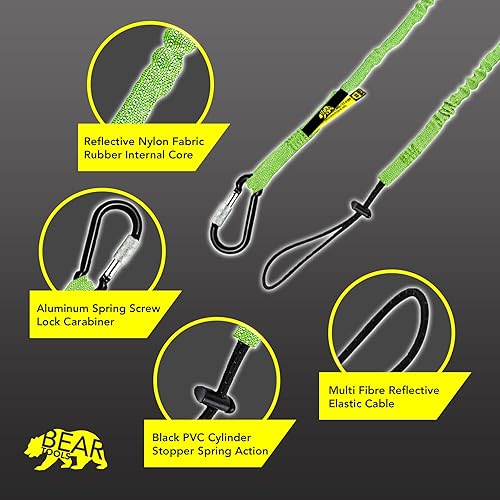 Miniatura 2 de Cordón para herramientas de seguridad de 3 pies, cordón resistente para casco duro con mosquetón, extremo de bucle ajustable, ultraduradero,