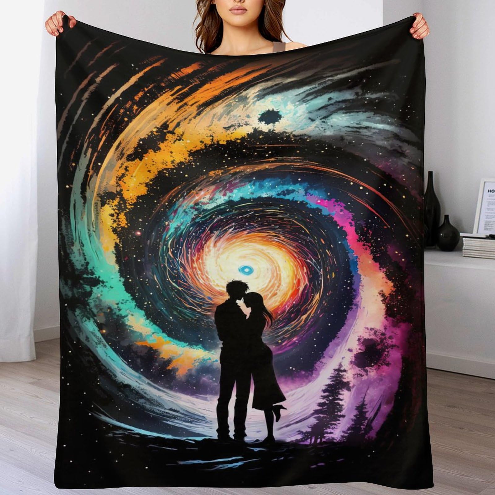 Love of Galaxy Blanket Warm Adult Super Soft Blanket Anti-pilling Machine Washable Throw Blanket For Adults & Kids 3D Print （140×180cm）