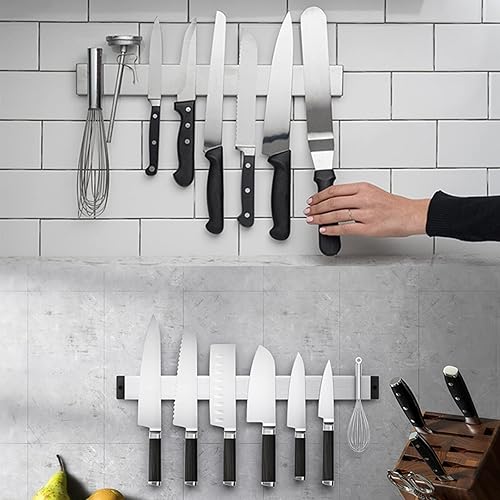 Miniatura 7 de MG - Soporte magnético para cuchillos de pared, tira magnética de acero inoxidable con funcionalidad multiusos como soporte para cuchillos, tira de