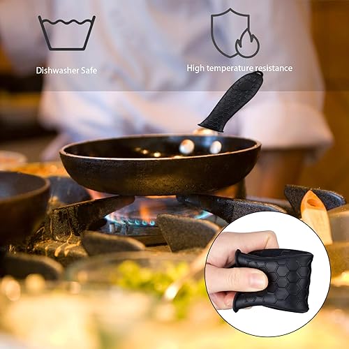 Miniatura 6 de Soporte de silicona para mango caliente, 4 soportes de goma para ollas, funda antideslizante para ollas, resistente al calor, mango para sartén de