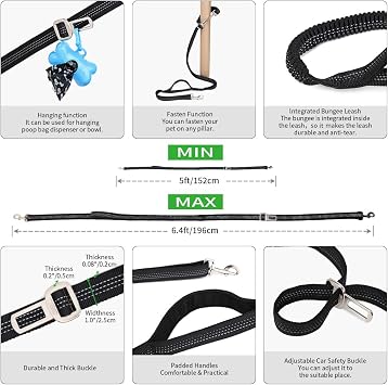 Dual 4-in-1 Waist Leash for Dog Walking | Hands Free Running Leash for Medium Large Dog that Pull | Training,Hiking,Jogging,Camping,Travel