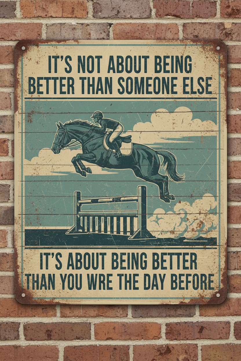Vintage Tin Sign Horse Riding This is My Happy Place Tin Sign for Home Countryside Farm Farmhouse Backyard Patio Outdoor Wall Decoration 8x12inch