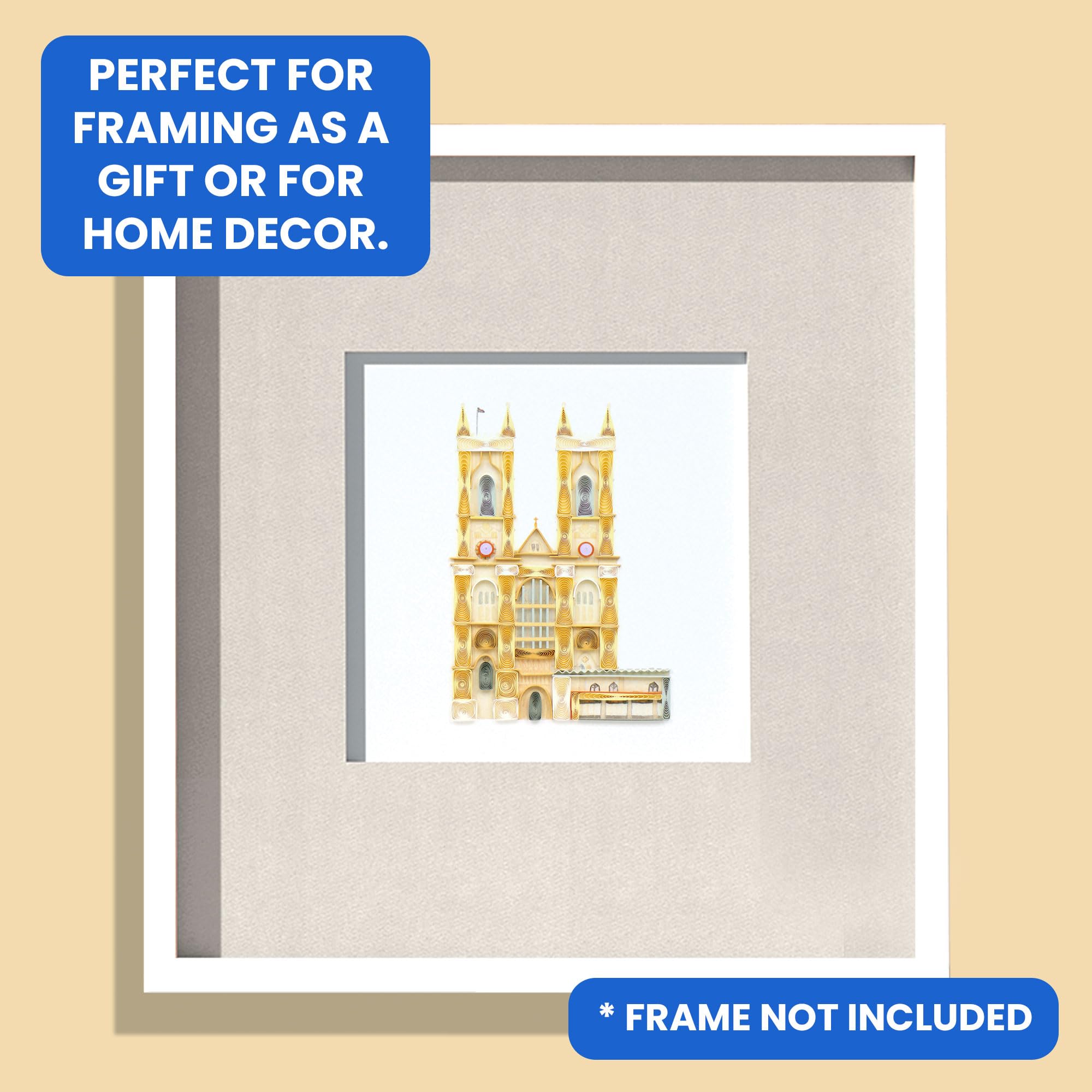 Quilling London Westminster Abbey Hand-Finished Art Greeting Card Frameable Art, Suitable for Framing in a Card Frame - Image 2